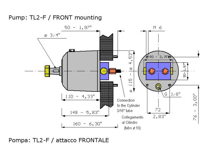 Päramootori hüdrauliline süsteem, topeltmootoritele, kahe silindriga (max 300 hj + 300 hj)