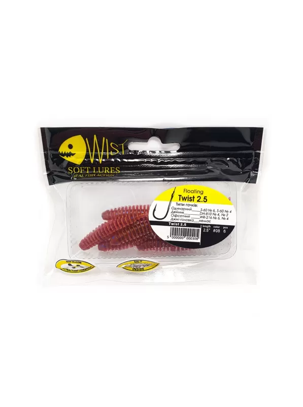 ЛИЧИНКА TWIST FLOATING 2,5" #8 (6 ШТ)